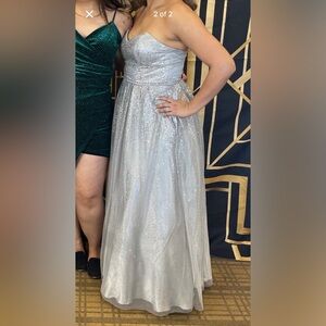 Stunning Silver Strapless Prom Dress